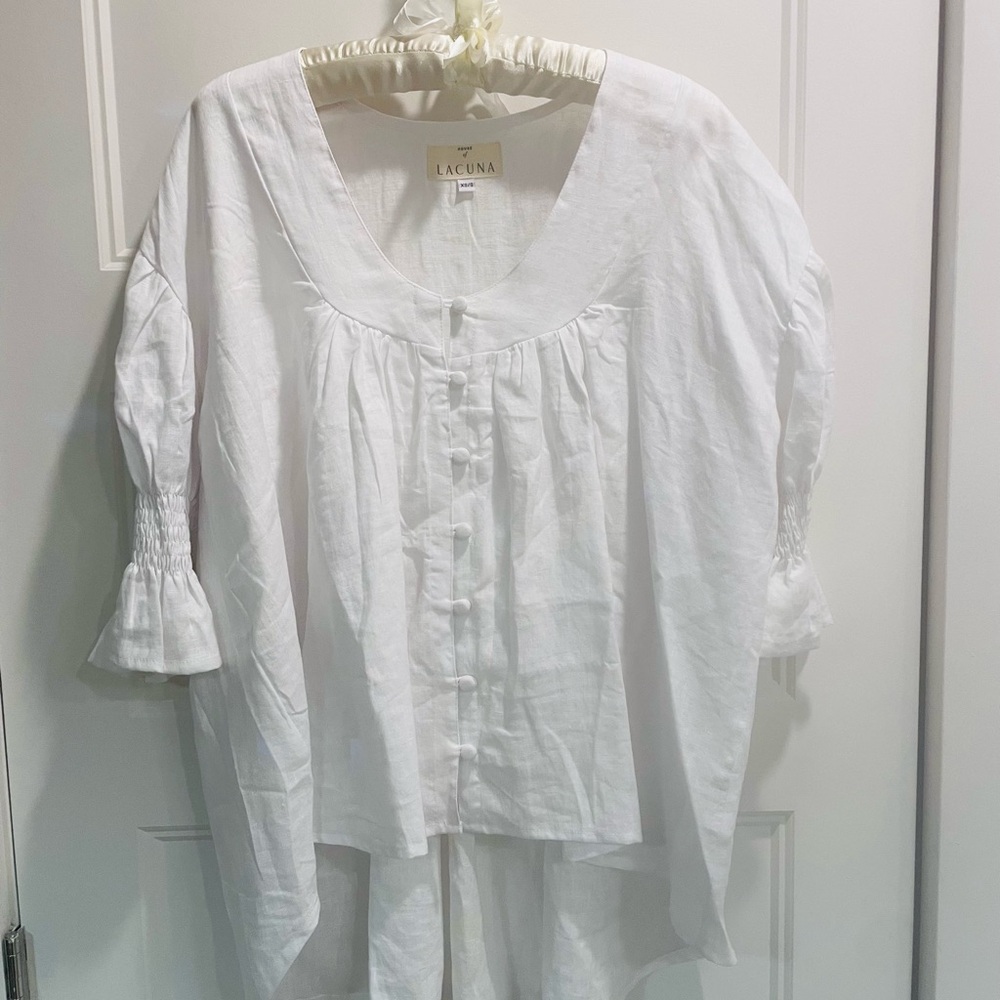 House of Lacuna White Linen Top/Tunic